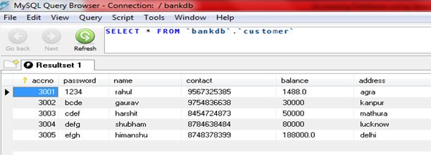 customer schema table